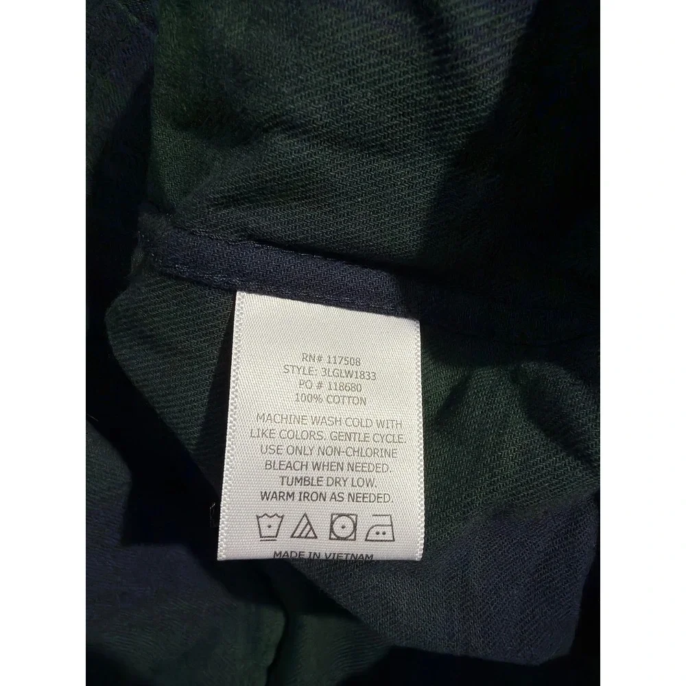 Levi's Flannel Shirt Mens Medium Pine Green Plaid Long Sleeve Button Down SEE